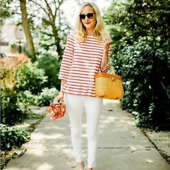 Talbots Cotton Striped Top Peplum - Picture 1 of 9